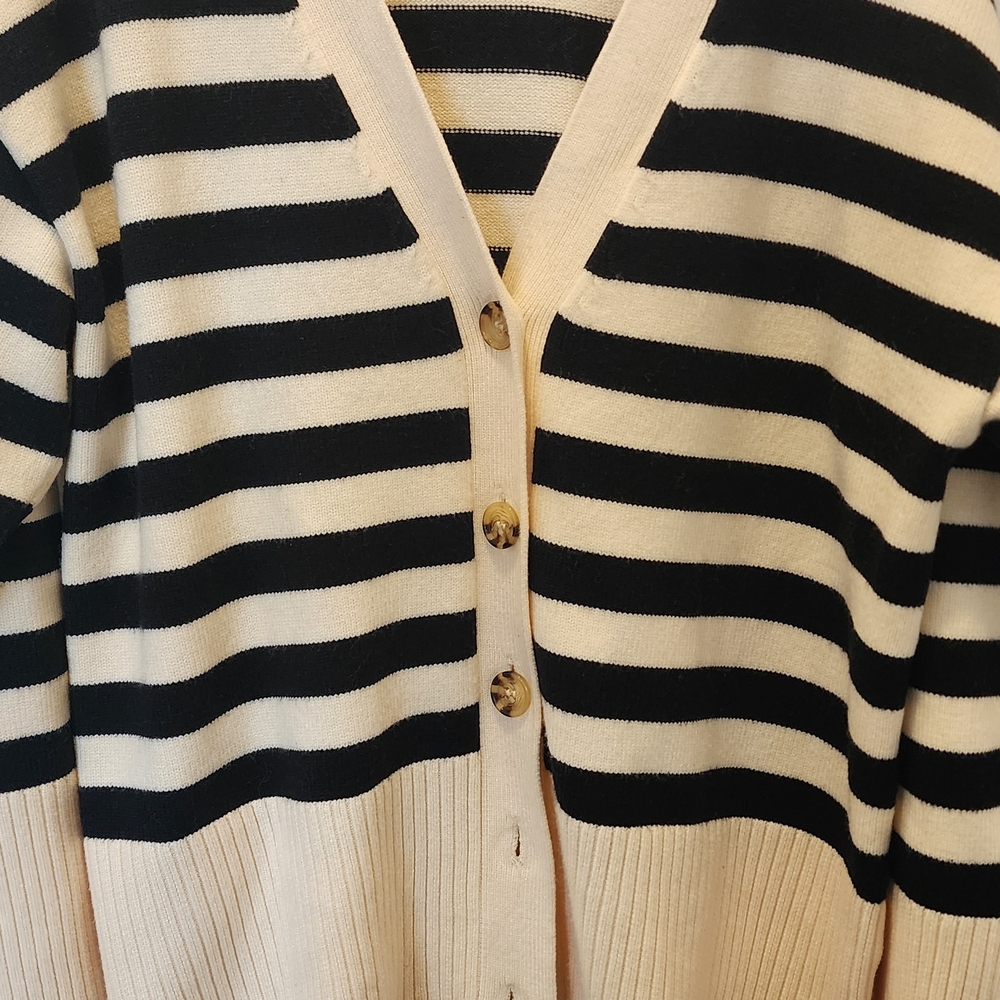 Striped Black and Cream Women's Sweater